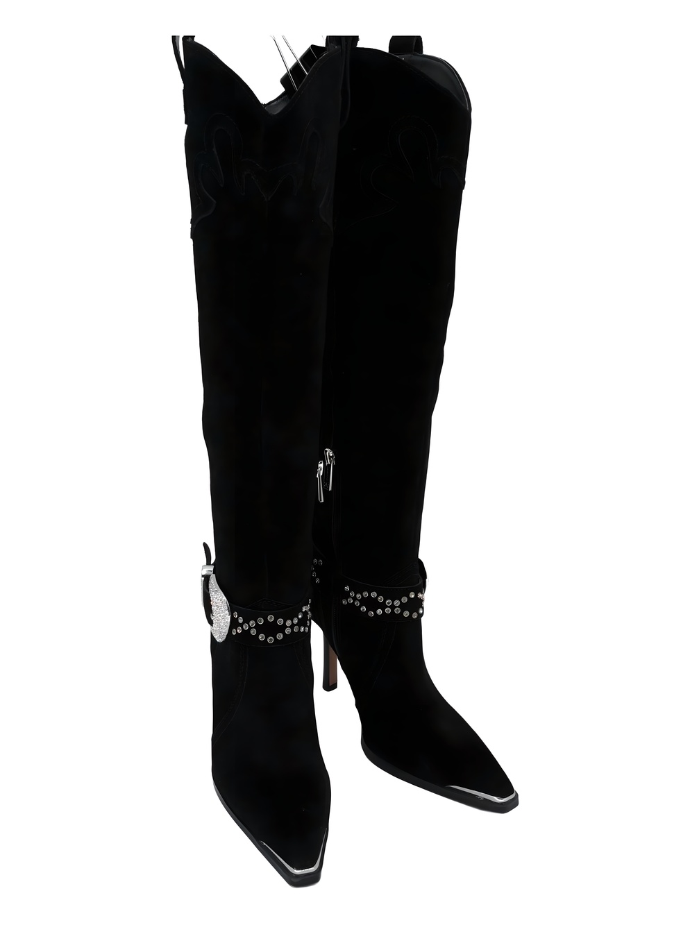 Jessica Simpson Kenzin Tall Western Knee High Boots Black Suede Size 6.5M